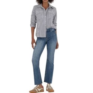 Kut from the Kloth Kelsey Fab AB Ankle Flare High Rise Light Wash Denim Jeans 6